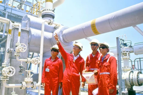 Người lao động dầu khí tại nhà máy chế biến khí Nam Côn Sơn. (Ảnh: PV/Vietnam+)