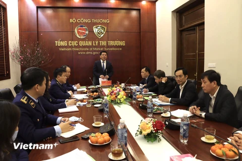 Bộ trưởng Bộ Công Thương Nguyễn Hồng Diên phát biểu tại Hội nghị triển khai công tác năm 2022 của Tổng cục Quản lý thị trường. (Ảnh: Đức Duy/Vietnam+)