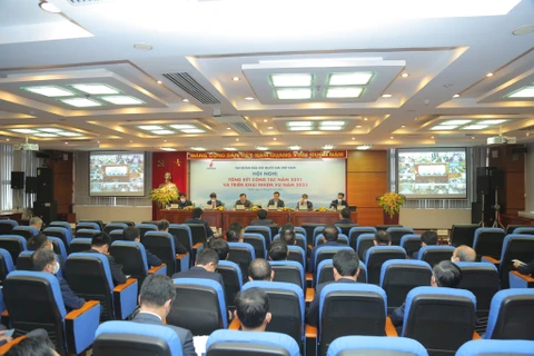 Hội nghị Tổng kết công tác năm 2021 và triển khai nhiệm vụ năm 2022 của PetroVietnam. (Ảnh: PV/Vietnam+