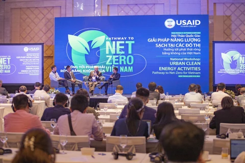 Hội thảo Quốc gia “Giải pháp Năng lượng sạch tại các đô thị - Hướng tới phát thải ròng bằng không của Việt Nam". (ẢNh: PV/Vietnam+)