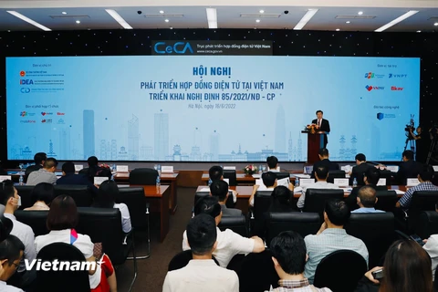 Hội nghị “Phát triển hợp đồng điện tử tại Việt Nam-Triển khai Nghị định 85/2021/NĐ-CP. (Ảnh: Đức Duy/Vietnam+)