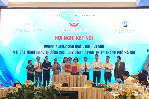 Hội nghị Kết nối doanh nghiệp sản xuất kinh doanh với các ngân hàng thương mại, quỹ đầu tư phát triển thành phố Hà Nội năm 2022. (Ảnh: PV/Vietnam+)