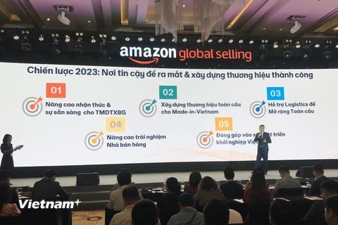 Ông Gijae Seong, Giám đốc Điều hành Amazon Global Selling Việt Nam giới thiệu về tuần lễ Amazon 2020. (Ảnh: Xuân Quảng/Vietnam+)