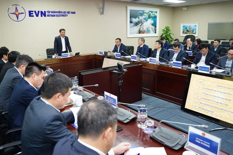 Bộ trưởng Nguyễn Hồng Diên làm việc với EVN về cung ứng điện dịp Tết Nguyên đán. (Ảnh: PV/Vietnam+)