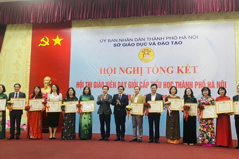 Ngành Giáo dục và Đào tạo quận Hoàn Kiếm được xếp loại Xuất sắc Hội thi giáo viên dạy giỏi cấp Tiểu học thành phố Hà Nội năm học 2022-2023. (Ảnh: PV/Vietnam+)
