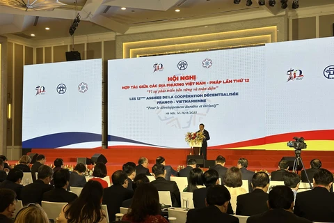 Phiên khai mạc Hội nghị hợp tác giữa các địa phương Việt Nam-Pháp lần thứ 12, tại Hà Nội. (Ảnh: Xuân Quảng/Vietnam+)