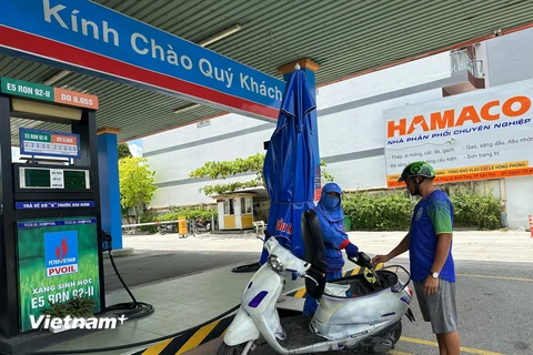 Một điểm bán xăng của PVOil tại tỉnh Cần Thơ. (Ảnh: Đức Duy/Vietnam+)