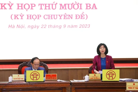 Kỳ họp thứ 13 Hội đồng Nhân dân thành phố Hà Nội đã thông qua Nghị quyết tán thành chủ trương thành lập quận Gia Lâm. (Ảnh: Xuân Quảng/Vietnam+)