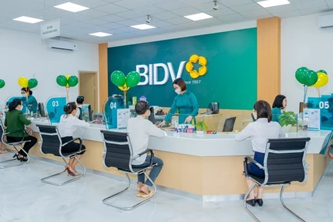 Khách hàng giao dịch tại BIDV. (Ảnh: PV/Vietnam+)