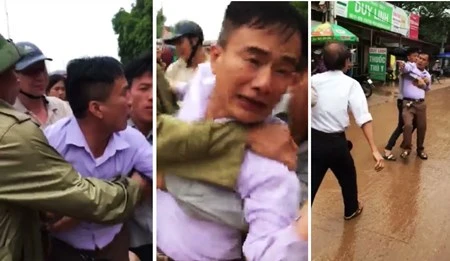 Khởi tố Vũ Quang Hữu về hành vi chống người thi hành công vụ. (Ảnh cắt từ video)