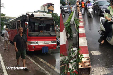 Thủ phạm hạ gục thanh chắn giới hạn chiều cao của cầu vượt (Ảnh: Cộng tác viên)