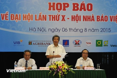 Đại hội lần thứ X Hội Nhà báo Việt Nam (nhiệm kỳ 2015-2020) diễn ra tại Hà Nội trong 3 ngày (từ 7-9/8). (Ảnh: Võ Phương/Vietnam+)