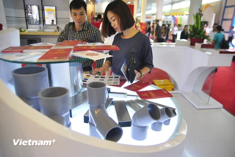 Sáng ngày 11/11, tại Trung tâm Hội chợ triển lãm Giảng Võ đã diễn ra lễ khai mạc Hội chợ Triển lãm Bất động sản Quốc tế lần thứ 2. (Ảnh: Võ Phương/Vietnam+)