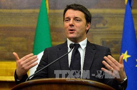 Tân Thủ tướng Italy Matteo Renzi trong cuộc họp báo tại Rome ngày 19/2. (Nguồn: AFP/TTXVN)
