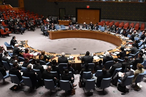 Toàn cảnh cuộc họp của Hội đồng Bảo an Liên Hợp Quốc về tình hình Ukraine. (Nguồn: AFP/TTXVN)