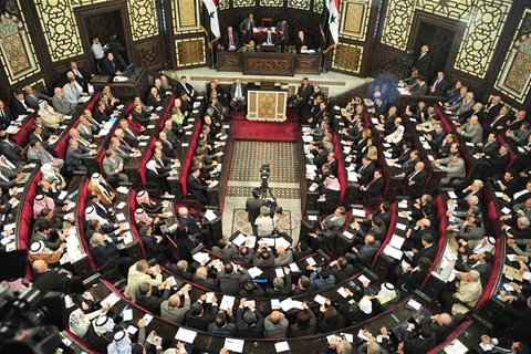 Buổi họp của Quốc hội Syria thông báo về ngày bầu cử. (Nguồn: AFP/Getty Images)