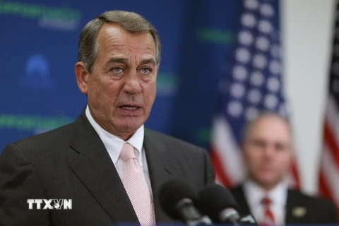 Chủ tịch Hạ viện Mỹ John Boehner trong cuộc họp báo thông báo về TPA ở thủ đô Washington ngày 10/6. (Nguồn: AFP/TTXVN)