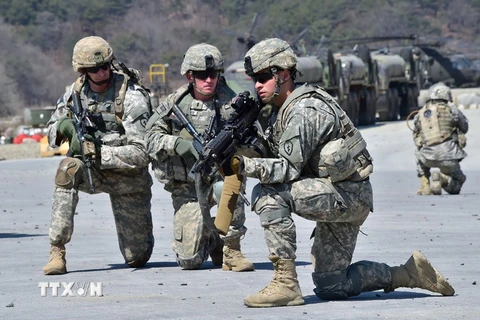 Binh sỹ Mỹ tham gia tập trận Đại bàng non ở Pocheon. (Nguồn: AFP/TTXVN)