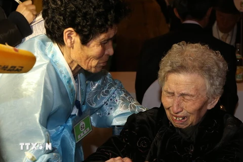 Cụ bà Hàn Quốc (phải) gặp lại con gái ở Triều Tiên tại Kumgang ngày 20/2/2014. (Nguồn: Yonhap/TTXVN) 