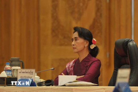 Thủ lĩnh Đảng Liên đoàn Quốc gia vì Dân chủ (NLD) đối lập Myanmar, bà Aung San Suu Kyi. (Nguồn: AFP/TTXVN)