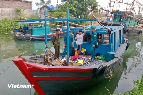 Bắt giữ tàu đánh cá trái phép. (Ảnh: Nguyễn Hoàng/Vietnam+)