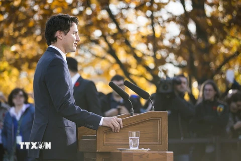 Tân Thủ tướng Canada Justin Trudeau phát biểu sau lễ tuyên thệ nhậm chức ở Ottawa ngày 4/11. (Nguồn: THX/TTXVN)