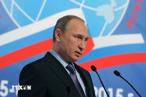Tổng thống Nga Vladimir Putin phát biểu tại một hội nghị ở thủ đô Moscow ngày 5/11. (Nguồn: AFP/TTXVN)
