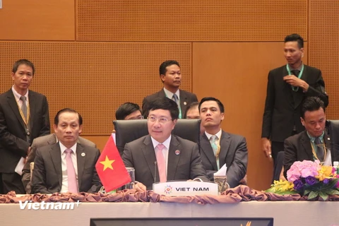 Phó Thủ tướng, Bộ trưởng Ngoại giao Phạm Bình Minh tại Hội nghị Hội đồng APSC lần thứ 13. (Ảnh: Kim Dung-Chí Giáp/Vietnam+)
