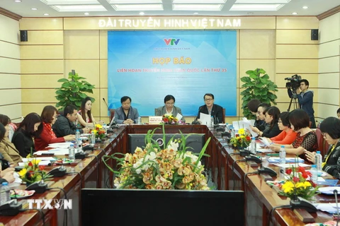 Đài Truyền hình Việt Nam tổ chức họp báo Liên hoan Truyền hình toàn quốc lần thứ 35. (Ảnh: Minh Quyết/TTXVN)