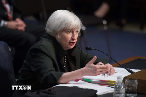 Chủ tịch Fed Janet Yellen trong phiên điều trần tại Ủy ban Kinh tế chung ở thủ đô Washington, DC ngày 3/12. (Nguồn: AFP/TTXVN)