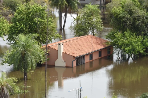 Một ngôi nhà ở Paraguay bị ngập do mưa lũ. (Nguồn: AFP/Getty Images)