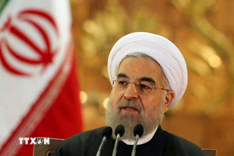 Tổng thống Iran Hassan Rouhani phát biểu tại một cuộc họp báo ở thủ đô Tehran ngày 17/1. (Nguồn: AFP/TTXVN)