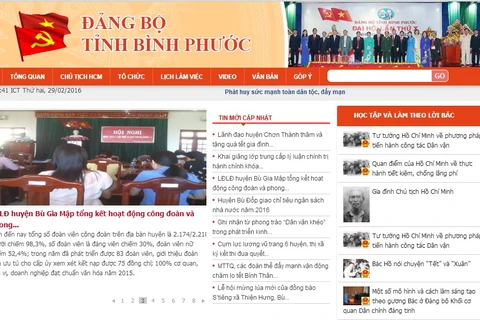Ảnh chụp màn hình trang thông tin điện tử của tỉnh Bình Phước.