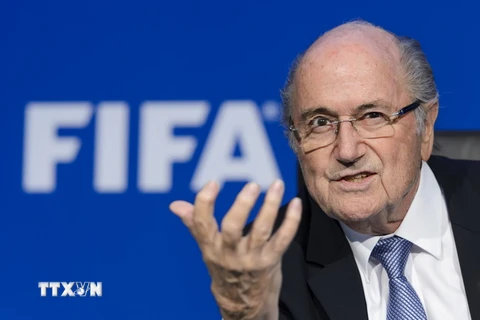 Ông Sepp Blatter trong một cuộc họp báo ở Zurich, Thụy Sĩ ngày 20/7/2015. (Nguồn: AFP/TTXVN)