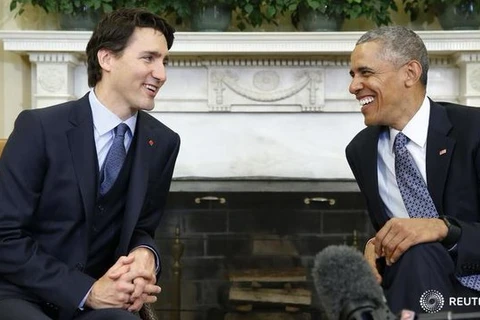 Tổng thống Mỹ Barack Obama (phải) và Thủ tướng Canada Justin Trudeau. (Nguồn: Reuters)