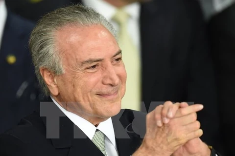 Ông Michel Temer trong lễ nhậm chức Tổng thống lâm thời ở Brasilia ngày 12/5. (Nguồn: AFP/TTXVN)
