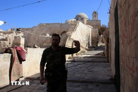 Binh sỹ Syria làm nhiệm vụ tại khu vực phía bắc thành phố Aleppo ngày 3/7. (Nguồn: AFP/TTXVN)