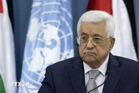 Tổng thống Palestine Mahmoud Abbas trong cuộc họp báo ở Ramallah, Bờ Tây ngày 28/6. (Nguồn: EPA/TTXVN)