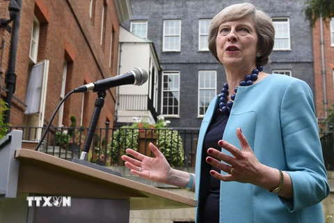 Thủ tướng Anh Theresa May phát biểu tại thủ đô Londn ngày 14/7. (Nguồn: AFP/TTXVN)