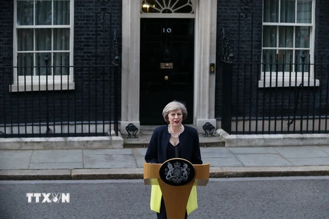 Tân Thủ tướng Anh Theresa May phát biểu tại thủ đô London ngày 13/7. (Nguồn: THX/TTXVN)