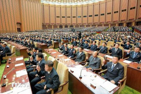 Toàn cảnh Hội nghị Nhân dân tối cao Triều Tiên ngày 29/6. (Nguồn: Kyodo/TTXVN)