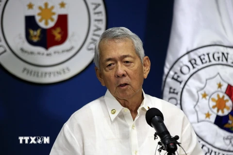 Ngoại trưởng Philippines Perfecto Yasay trong cuộc họp báo ở Manila ngày 12/7. (EPA/TTXVN)
