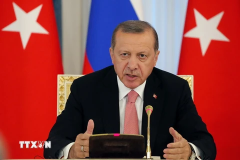 Tổng thống Thổ Nhĩ Kỳ Recep Tayyip Erdogan. (Nguồn: EPA/TTXVN)