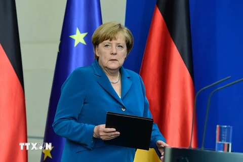 Thủ tướng Đức Angela Merkel phát biểu tại cuộc họp báo ở Munich ngày 23/7. (Nguồn: AFP/TTXVN)