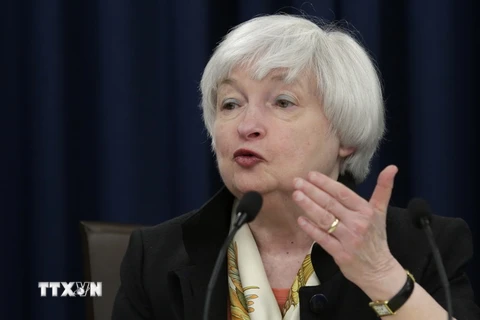 Chủ tịch F​ed Janet Yellen phát biểu trong cuộc họp báo sau một cuộc họp của Ủy ban Thị trường mở liên bang tại thủ đô Washington ngày 15/6. (Nguồn: AFP/TTXVN)