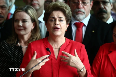 Bà Dilma Rousseff phát biểu tại Brasilia, Brazil ngày 31/8. (Nguồn: THX/TTXVN)