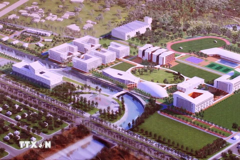 Mô hình xây dựng Trường Đại học Việt-Đức. (Ảnh: Hải Âu/TTXVN)