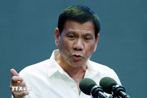 Tổng thống Philippines Rodrigo Duterte tại một hội nghị ở Manila ngày 13/10. (Nguồn: EPA/TTXVN)