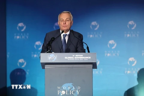 Ngoại trưởng Pháp Jean-Marc Ayrault tại một hội nghị ở Doha, Qatar ngày 20/11. (Nguồn: AFP/TTXVN)