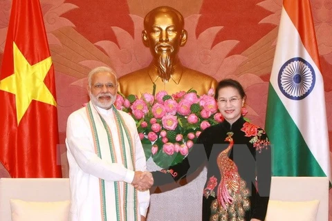 Chủ tịch Quốc hội Nguyễn Thị Kim Ngân tiếp Thủ tướng Cộng hòa Ấn Độ Narendra Modi hồi tháng Chín. (Ảnh: Doãn Tấn/TTXVN)